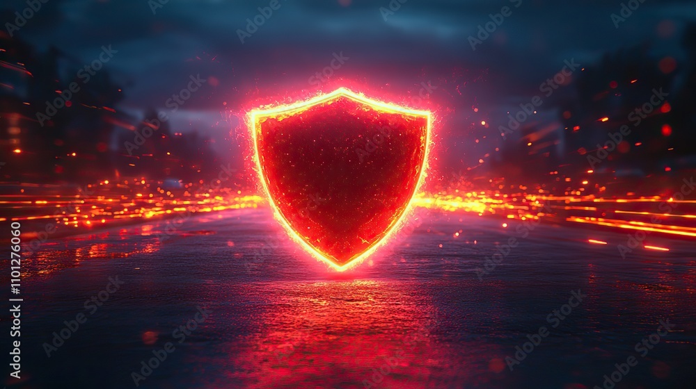 Poster shield and glowing lines rendering
