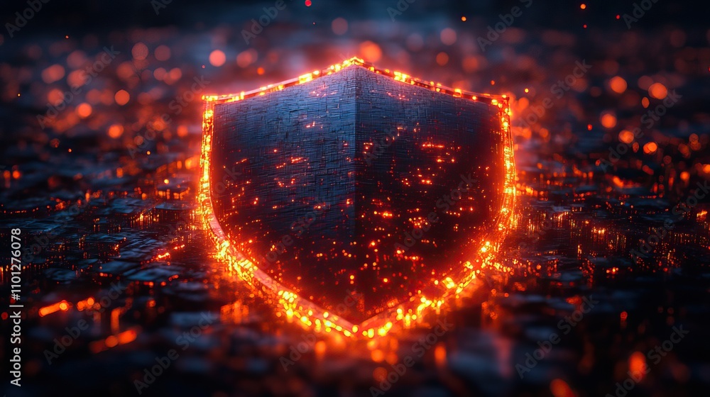 Poster shield and glowing lines rendering