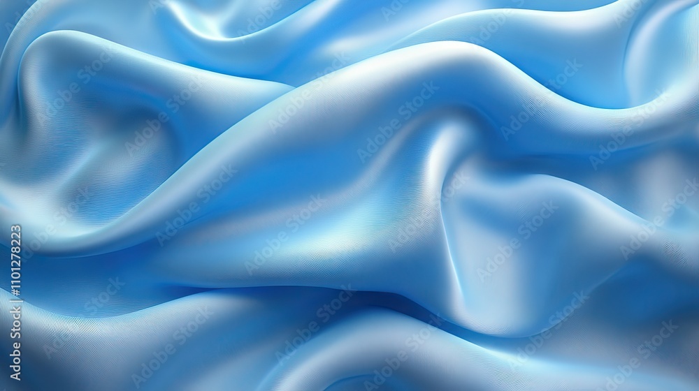 Poster smooth blue wave cloth with alpha channel rendering