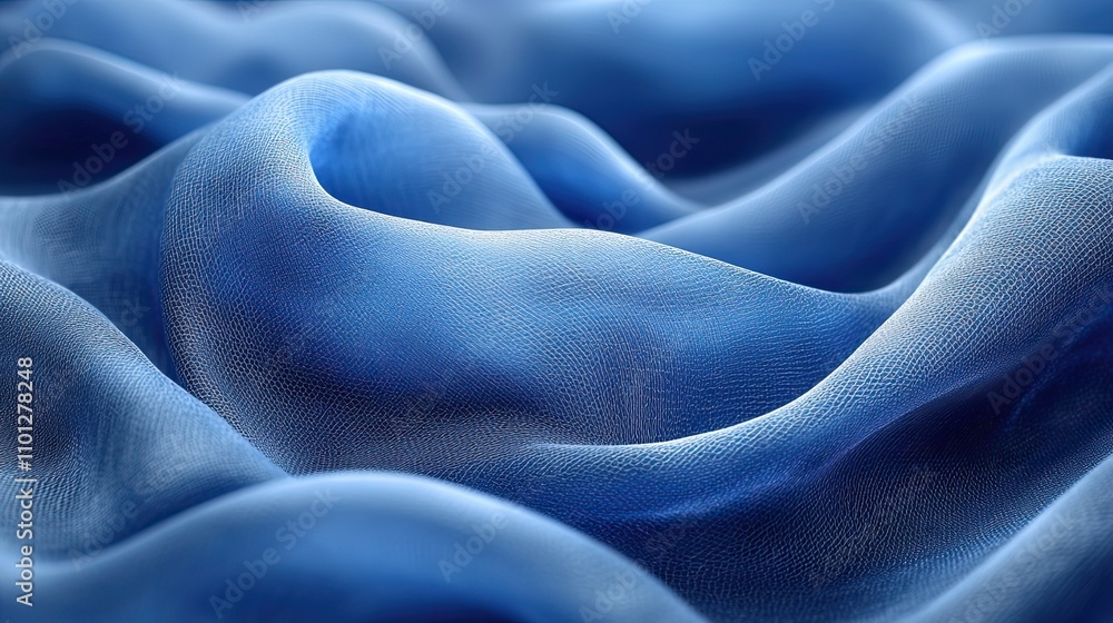 Poster smooth blue wave cloth with alpha channel rendering