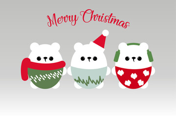 Fototapeta premium Christmas bears in winter clothes in the snow on Christmas day
