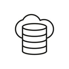 Cloud database icon Simple thin line flat symbol