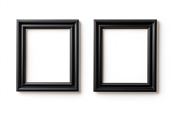 Two empty black frames on a white background, ready for artwork or photographs to be displayed.