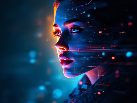Vote online: Neon double exposure, internet democracy.