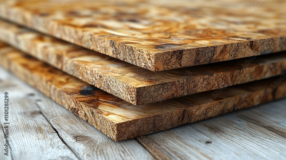 Poster stack of osb plates isolated on a white backgroun