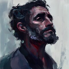 Contemplative Gaze: A Modern Portrait Painting