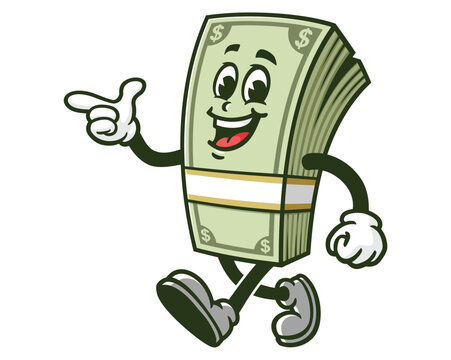 recommend clip art: Money Cash is walking leisurely,  Cartoon Character Mascot Illustration Vector Clip-art Hand-drawn Logo Design