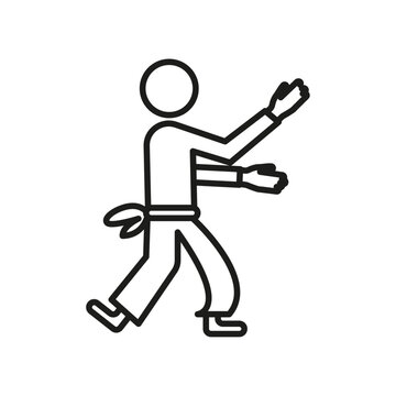 recommend clip art: Karate fighter icon Simple thin line flat symbol