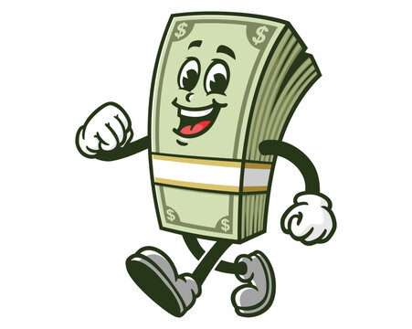 recommend clip art: Walking Money Cash,  Cartoon Character Mascot Illustration Vector Clip-art Hand-drawn Logo Design