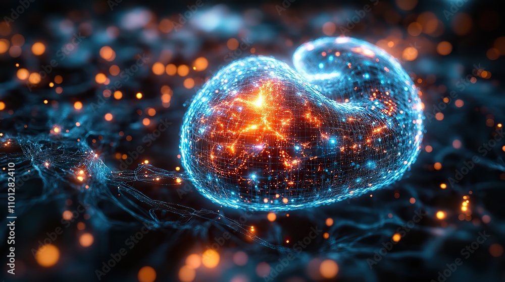 Poster stomach with holographic image effect rendering