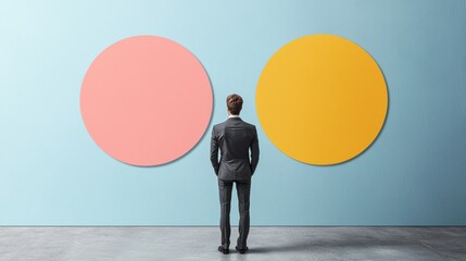 Obraz premium Two large, overlapping circles drawn on a whiteboard, representing two distinct concepts, with the overlapping area highlighted to emphasize the commonalities and shared characteristics, used for