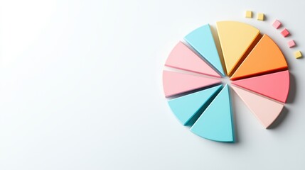 Obraz premium A colorful pie chart on a white background, divided into segments of varying sizes, each representing a different category of data, with clear labels and percentages, illustrating the distribution of