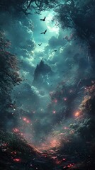 Fototapeta premium Enchanted Forest: A Mystical Journey into a Dreamlike Landscape