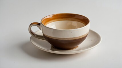 Obraz premium Cream and brown ceramic cup for kitchen decor