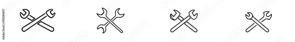 Poster a single, continuous line drawing of a screwdriver settings symbol, representing computer service an