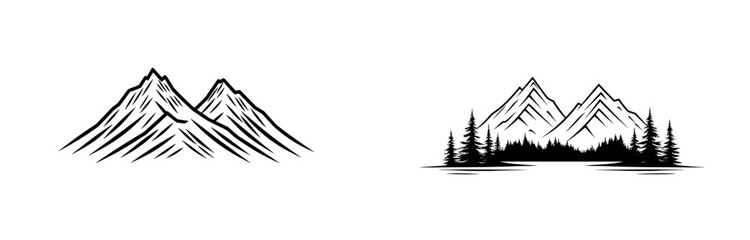 Fototapeta premium A modern symbol of two snow-covered mountain peaks, perfect for outdoor applications and websites.