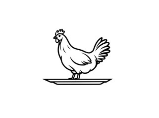 Line art icon of a Thanksgiving turkey dinner on a plate, suitable for apps and websites.