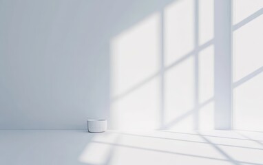 Fototapeta premium Empty White Room with Sunlight Shadows