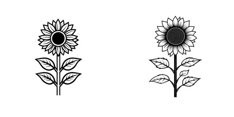 A flat, modern icon depicting a Helianthus or sunflower flower, ideal for apps and websites focused on flowers.
