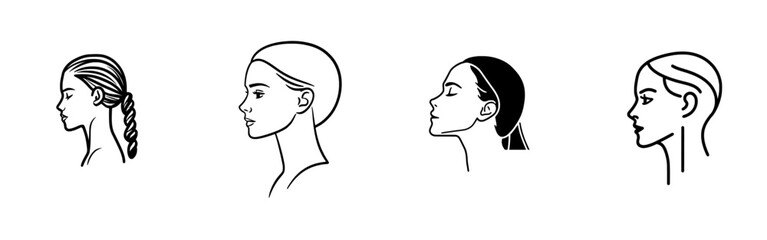 Continuous line drawing of an abstract face. Minimalist line art.