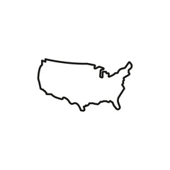 US map icon Simple thin line flat symbol