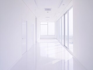 Fototapeta premium Modern Minimalist White Corridor Interior Design