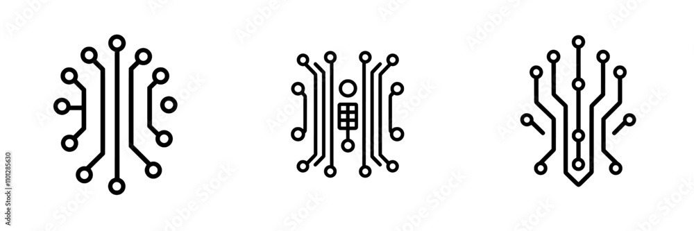 Poster flat icon of a computer chip circuit board for applications and websites.