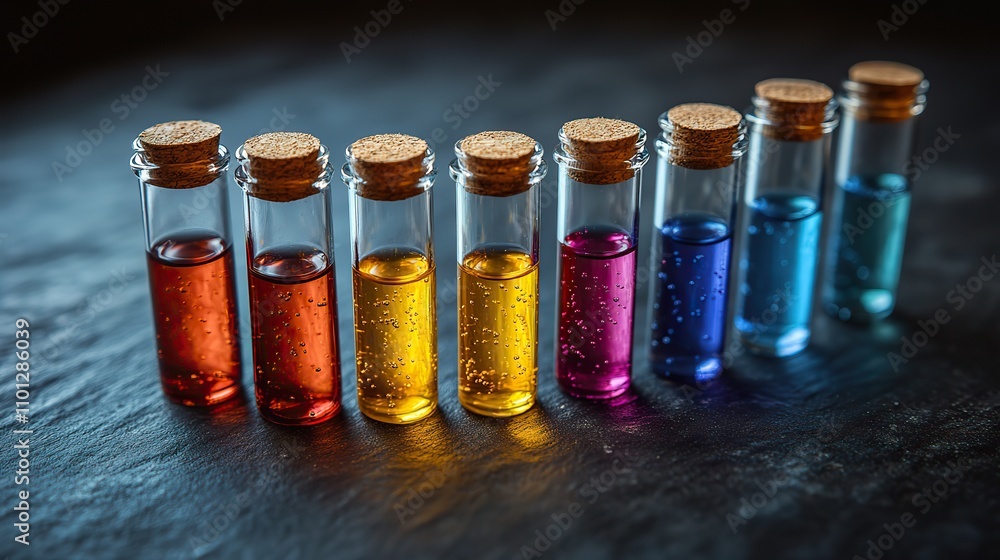 Poster test tube with different colors rendering