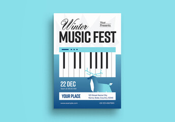 Blue Utilitarian Winter Music Flyer Layout