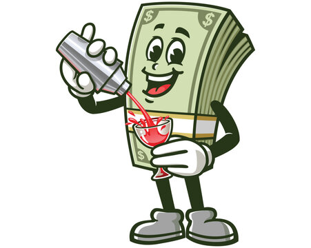 recommend clip art: Money Cash making cocktail,  Cartoon Character Mascot Illustration Vector Clip-art Hand-drawn Logo Design