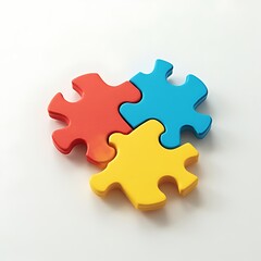 Obraz premium Three Colorful Puzzle Pieces Interlocking,