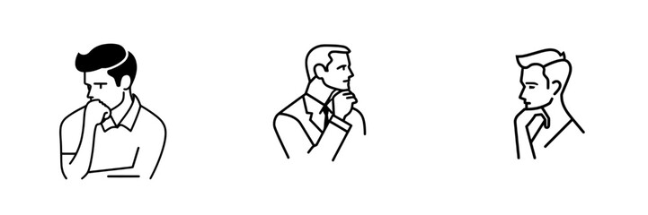 Obraz premium An unbroken line art piece featuring a businessman contemplating an idea, rendered in a contemporary illustration.