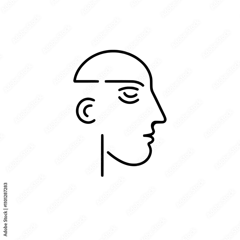 Poster a modern minimalist print featuring a one-line abstract face drawing. a continuous line art portrait
