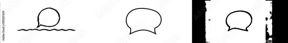 Poster a continuous line drawing of a chat cloud, designed in a simple linear style with an editable stroke