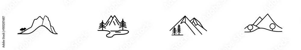 Poster an abstract backdrop featuring a mountain range and spruce trees.