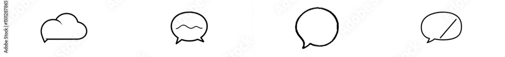 Poster a single continuous line drawing of a square speech bubble. a simple linear chat cloud and thought d