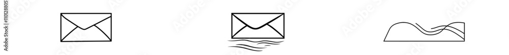 Poster a contemporary drawing of a paper envelope, created with a single continuous line on a white backdro