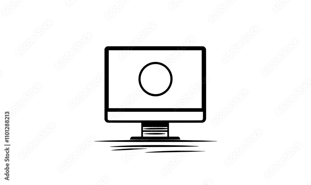Poster modern flat icon for apps and websites featuring an ultra-widescreen computer monitor display.
