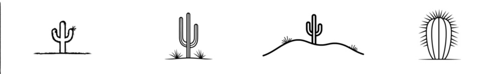 Obraz premium A continuous hand-drawn minimalist design of a long cactus in a single line, isolated on a white background as a modern banner illustration.