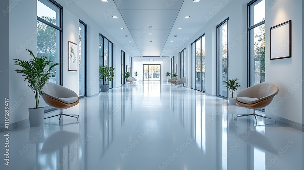 Poster the modern office s hazy interior design features an open workspace layout with no walls a pleasant 