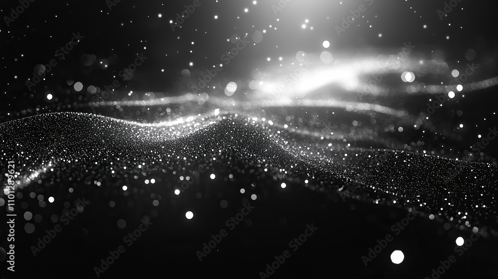 Aufkleber the particles with geometrical shape in a dark room rendering