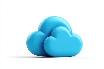 Fototapeta premium Blue Cartoon Clouds on White Background for Digital Design Projects