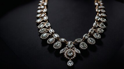 Elegant necklace set displayed on black backdrop
