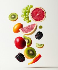 Naklejka premium Colorful Fruits in Mid-Air