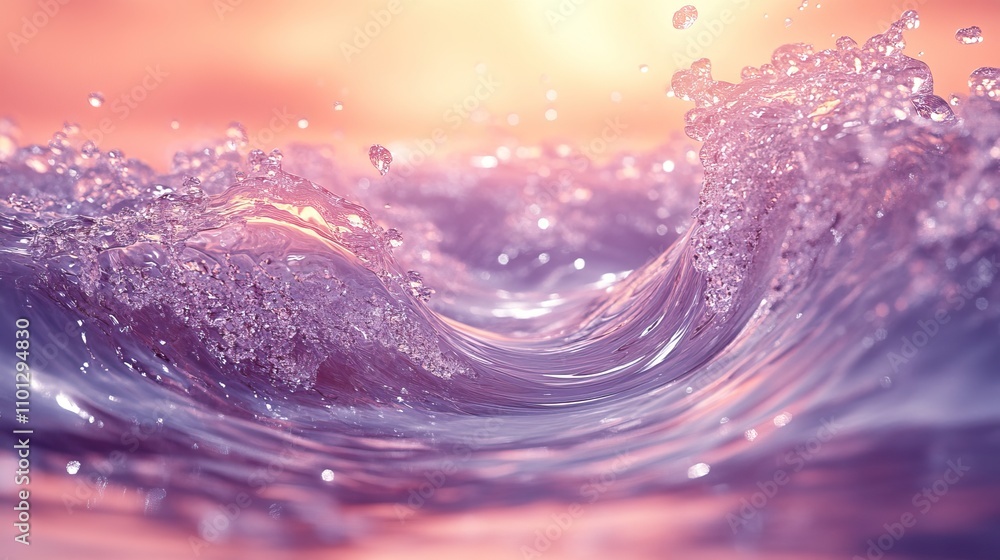 Aufkleber transparent curve glass with wave particles rendering