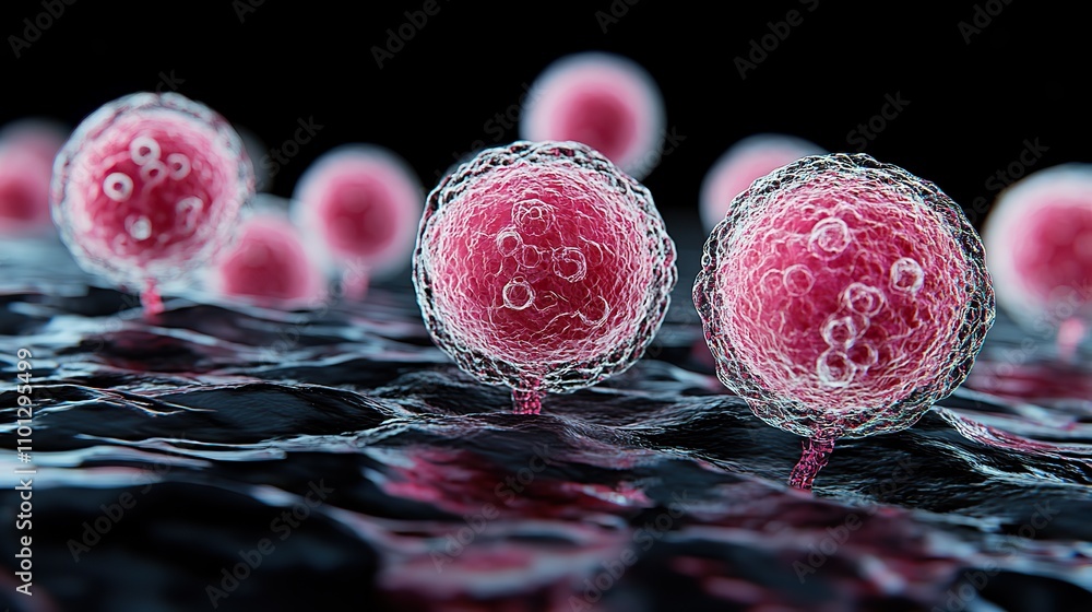 Poster transparent virus with cells background rendering