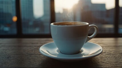 Obraz premium Empty coffee cup on minimalist blank surface