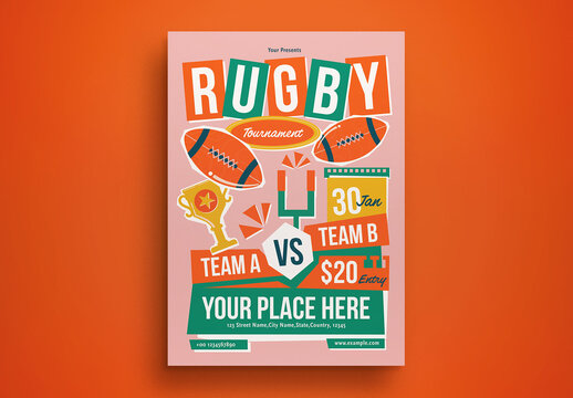 Cream Scrapbooking Rugby Tournament Flyer Layout