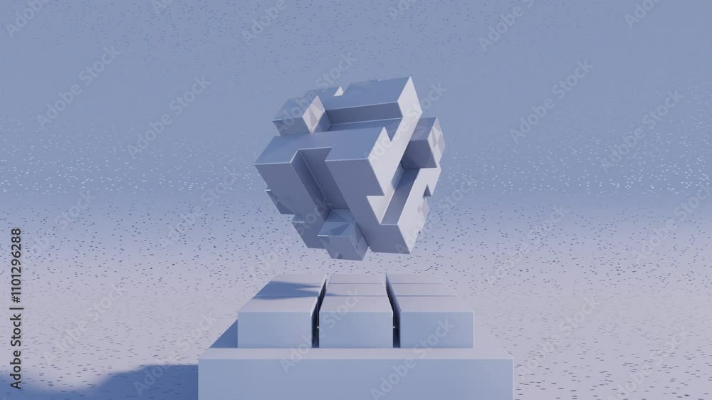 Aufkleber monochrome futuristic cube rendering: abstract geometric motion design in seamless loop animation. g