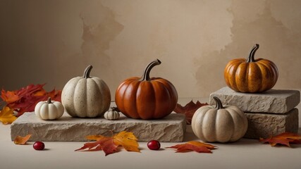 Fall themed stone display for autumn promotions